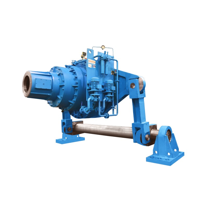 5-stegs planetväxellåda av inline-typ med utgående hålaxel med momentarm